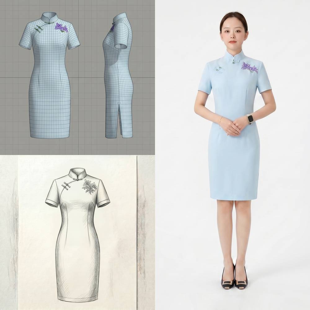 Blue Qipao